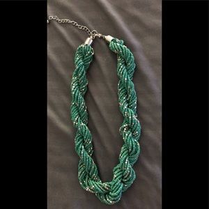 Green/Aqua Seed Beaded Rope Necklace